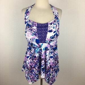 Swimsuits for All Blue & Purple Floral Swim Top 22